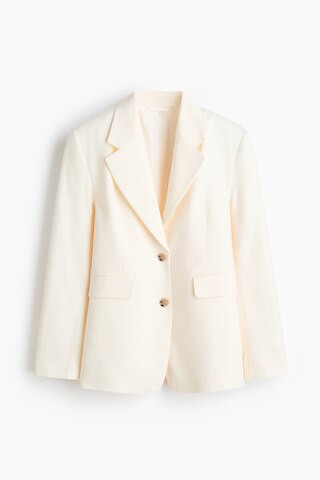 H & M - Single-breasted linen-blend blazer - White | H&M (UK, MY, IN, SG, PH, TW, HK)