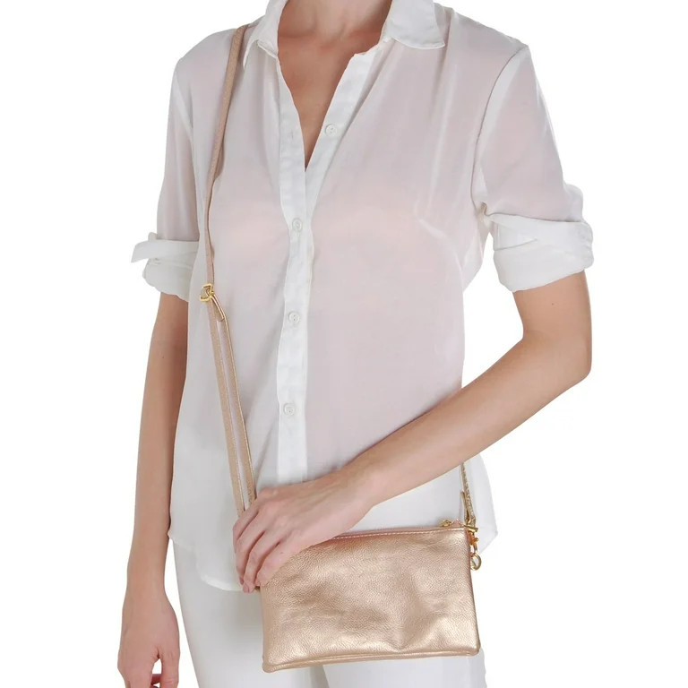 Humble Chic Vegan Leather Crossbody Wristlet Bag or Small Purse Clutch, Includes Adjustable Shoul... | Walmart (US)