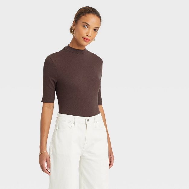 Women's Elbow Sleeve Mock Turtleneck T-Shirt - A New Day™ | Target