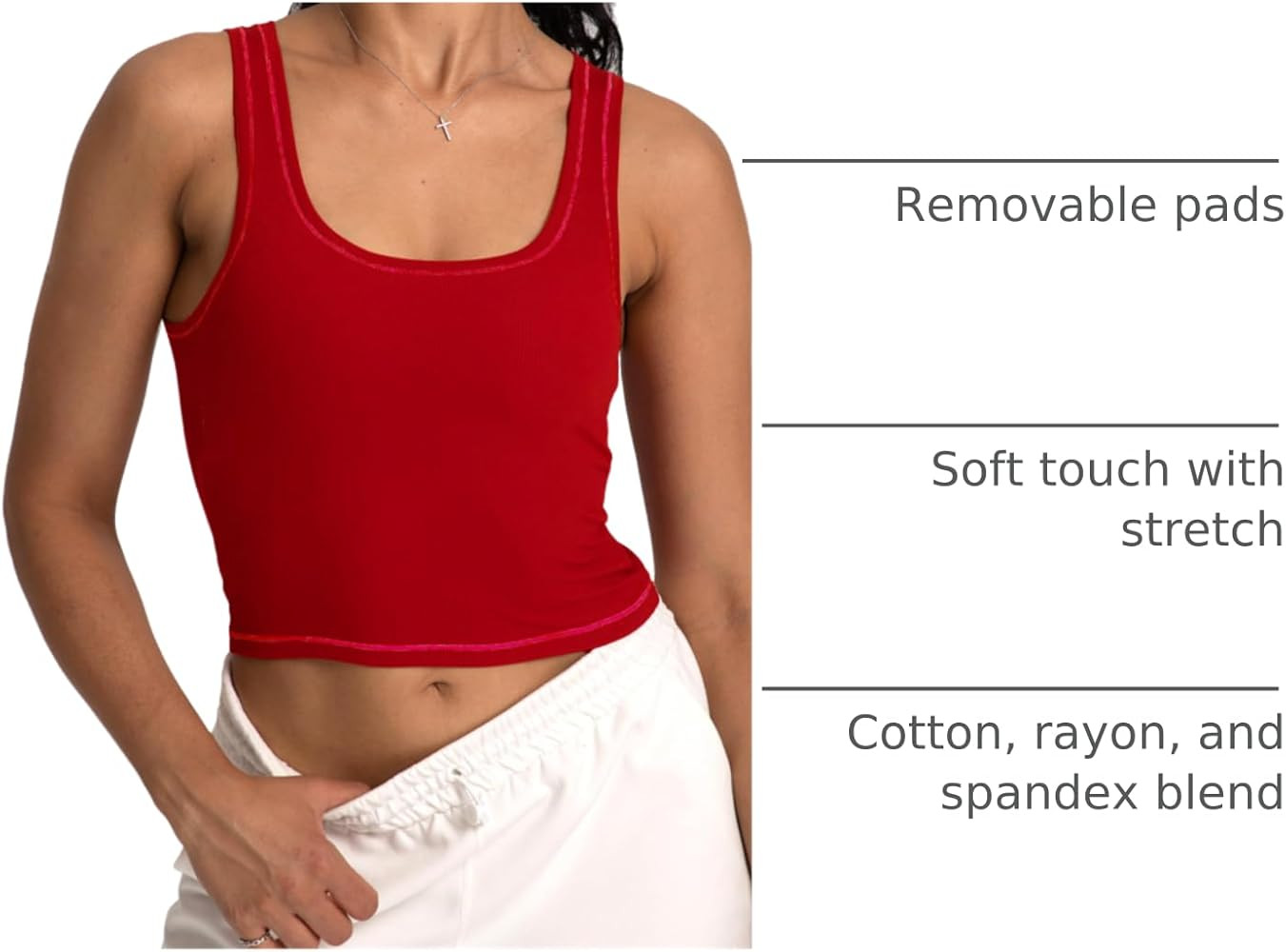 Danysu Women Rib Tank Top Padded Workout Top Square Neck Crop Tank Fitted Basic Cami Tops | Amazon (US)