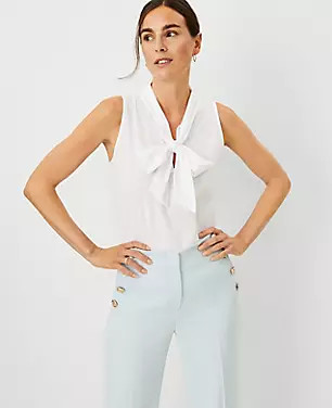 Petite Sleeveless Tie Neck Top | Ann Taylor (US)