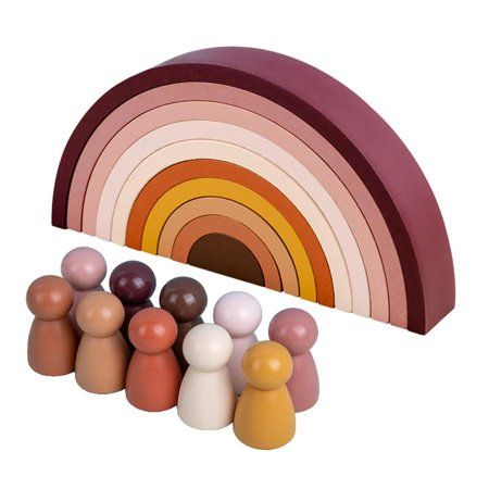 Wooden Rainbow Stacker Blocks Colorful Blocks Baby Toys Rainbow Building Blocks for Age 2 3 4 | Walmart (US)
