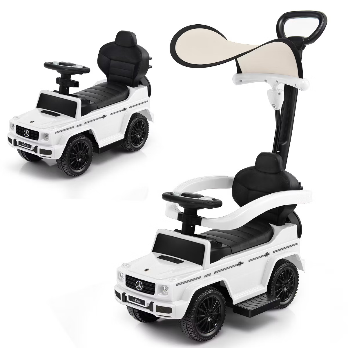 Infans 3 in 1 Ride on Push Car Mercedes Benz G350 Stroller Sliding Car w/ Canopy White | Target