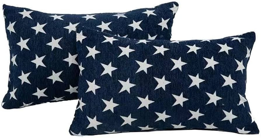 Sunday Praise Set of 2 Soft Chenille Decorative Throw Pillow Cover Case Geometric Stars Accent Ob... | Amazon (US)