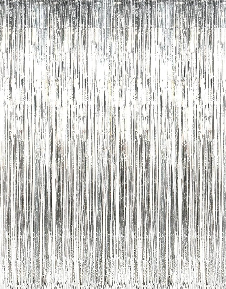 GOER 3.2 ft x 9.8 ft Metallic Tinsel Foil Fringe Curtains Party Photo Backdrop Party Streamers fo... | Amazon (US)