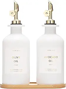 HOMCDALY Olive Oil Dispenser for Kitchen, 11.8oz Glass kitchen Dispenser Bottle, Gold Oil&Vinegar... | Amazon (US)