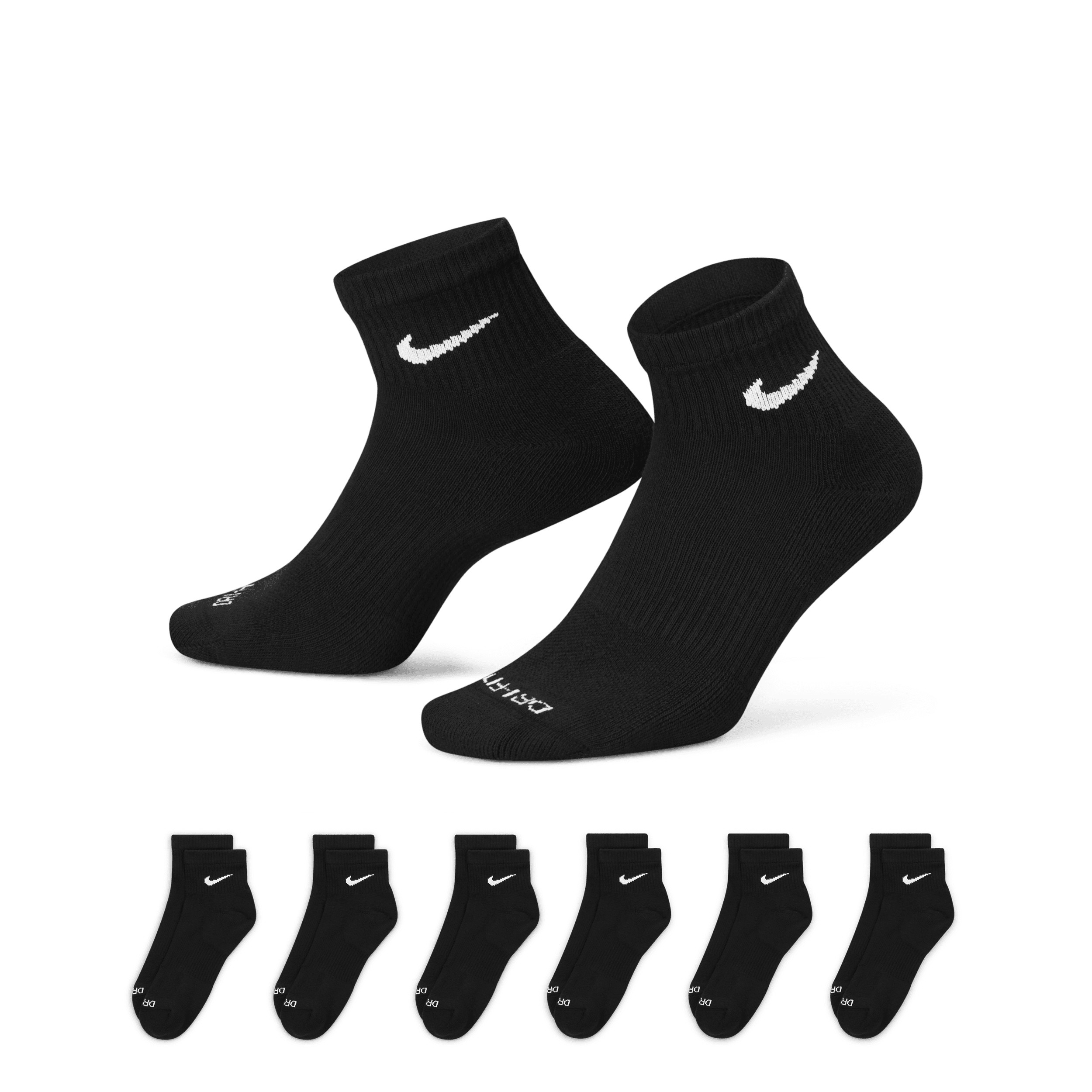 Nike Men's Everyday Plus Cushioned Training Ankle Socks (6 Pairs) in Black | SX6899-010 | Nike (US)