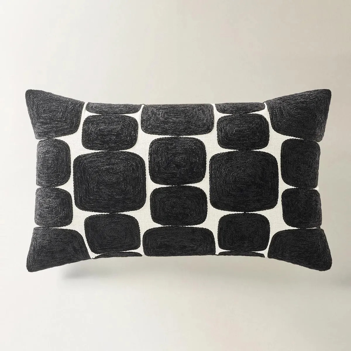 Kylen Embroidered Lumbar 24" x 14" - Black | Z Gallerie