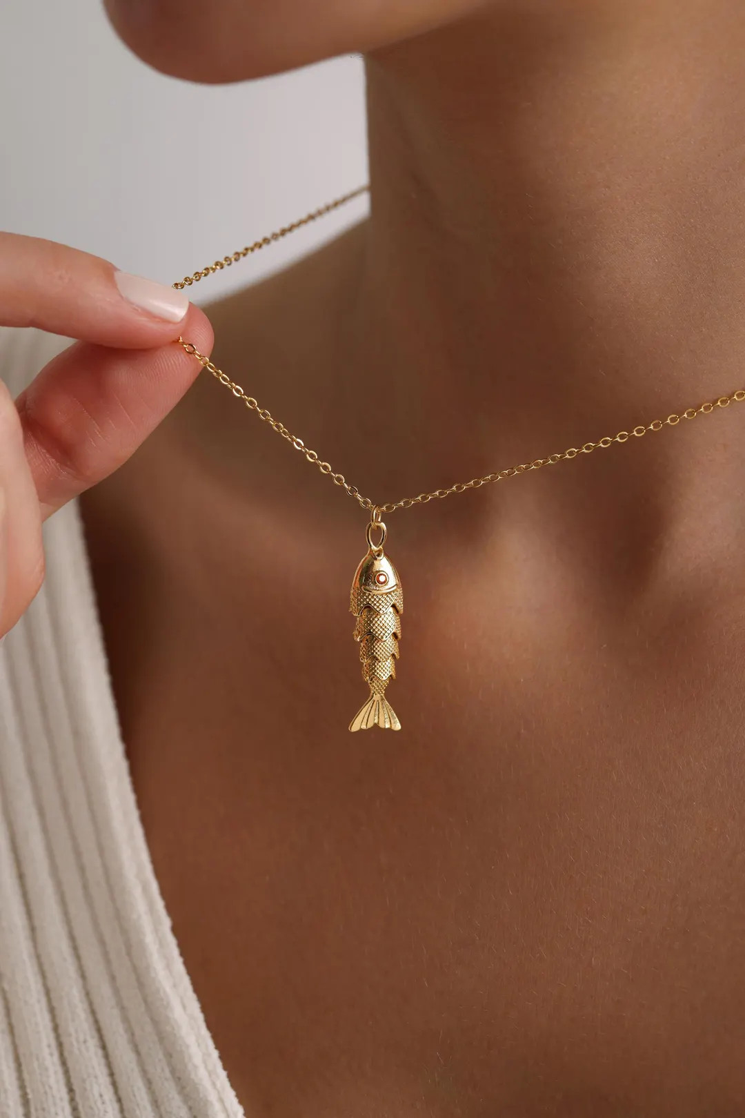 Movable 3D Articulated Fish Necklace, Pave Fish Necklace, Pisces Necklace, Sea Lover Necklace, Ne... | Etsy (US)