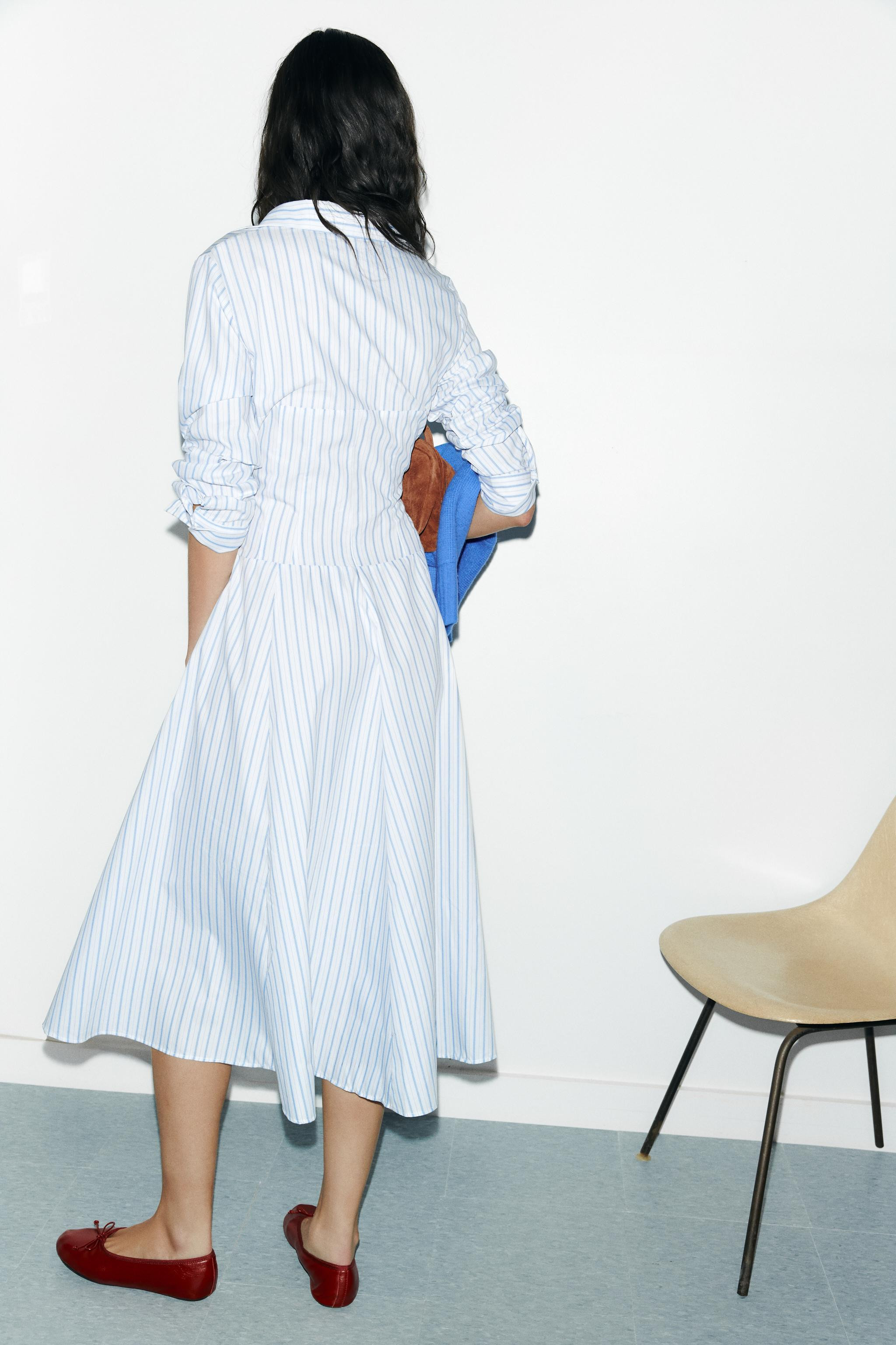 STRIPED MIDI SHIRT DRESS | Zara US