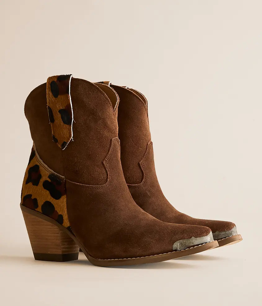 Texas Charm Leopard Leather Western Ankle Boot | Buckle