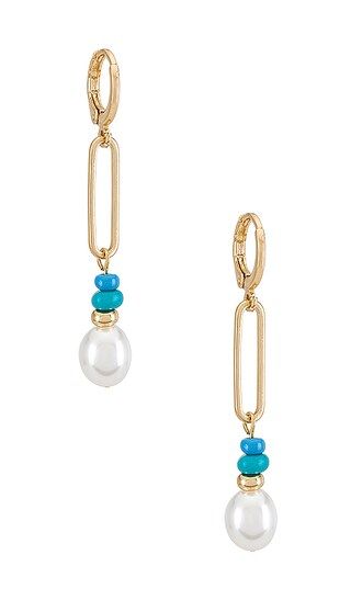 Chain, Pearl & Bead Drop Earring in Gold | Revolve Clothing (Global)