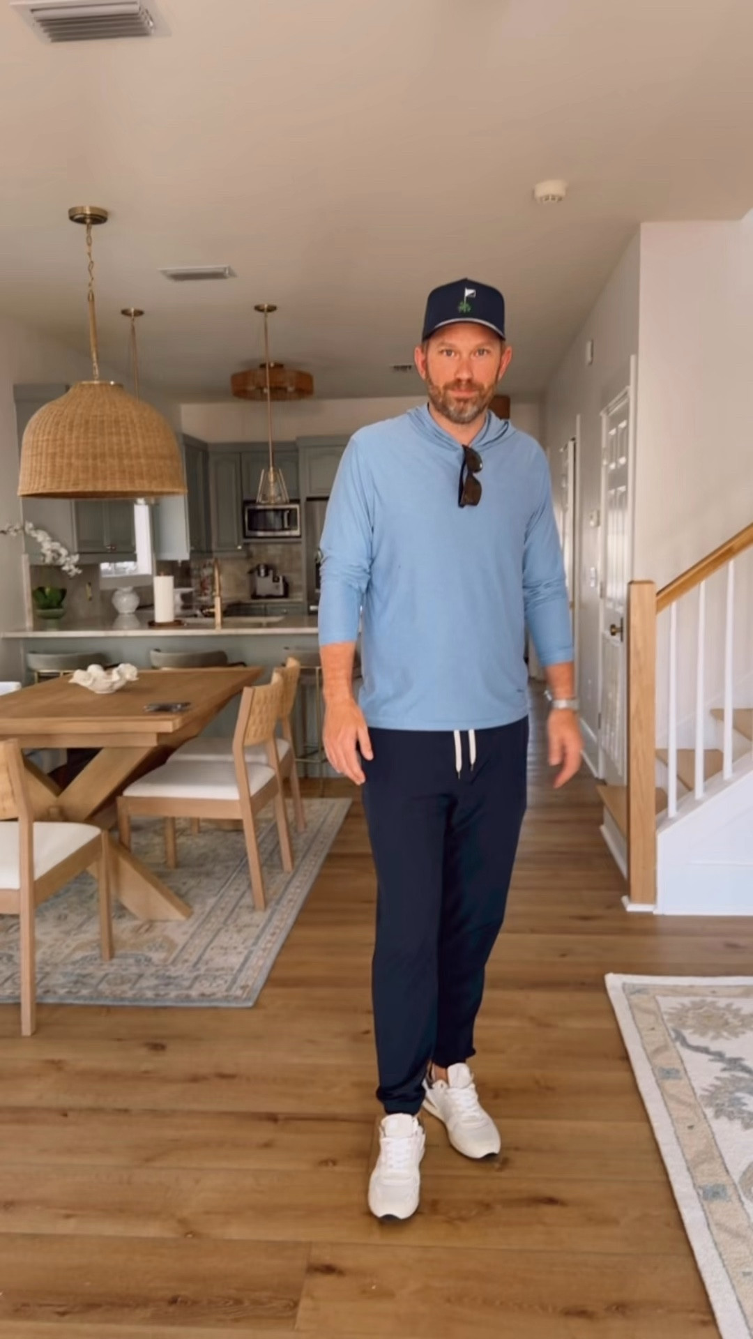 Chris’s outfit is on sale this weekend! All true to size! 