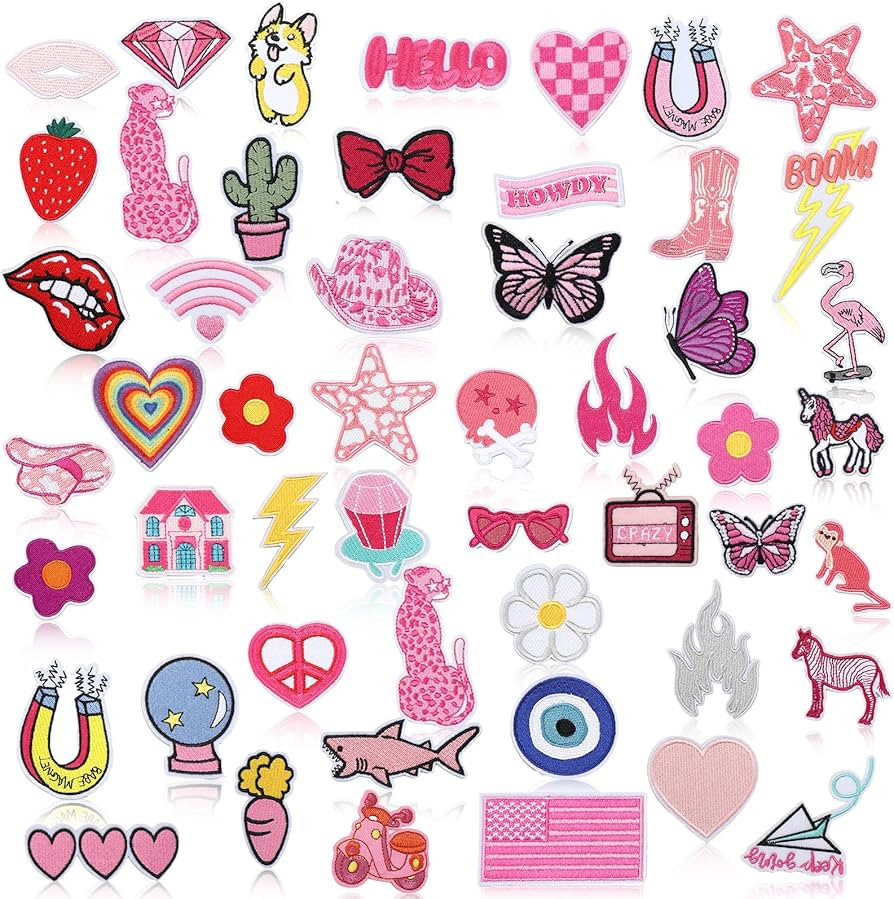 60 Pcs Iron on Patches Applique Repair Embroidered Patches Sew on Patch for Clothing Hat Backpack... | Amazon (US)