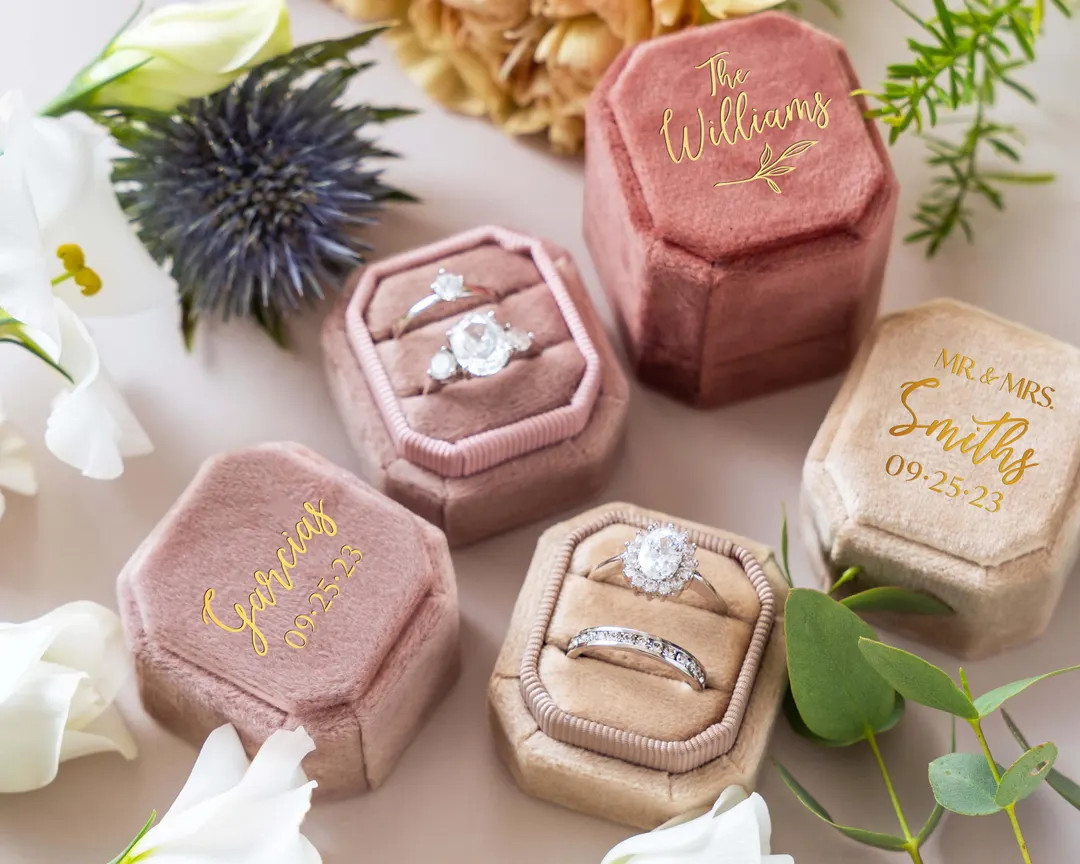 Personalized Velvet Ring Box, Custom Wedding Ring Box, Mother's Day Gift for Her, Engagement Ring... | Etsy (US)