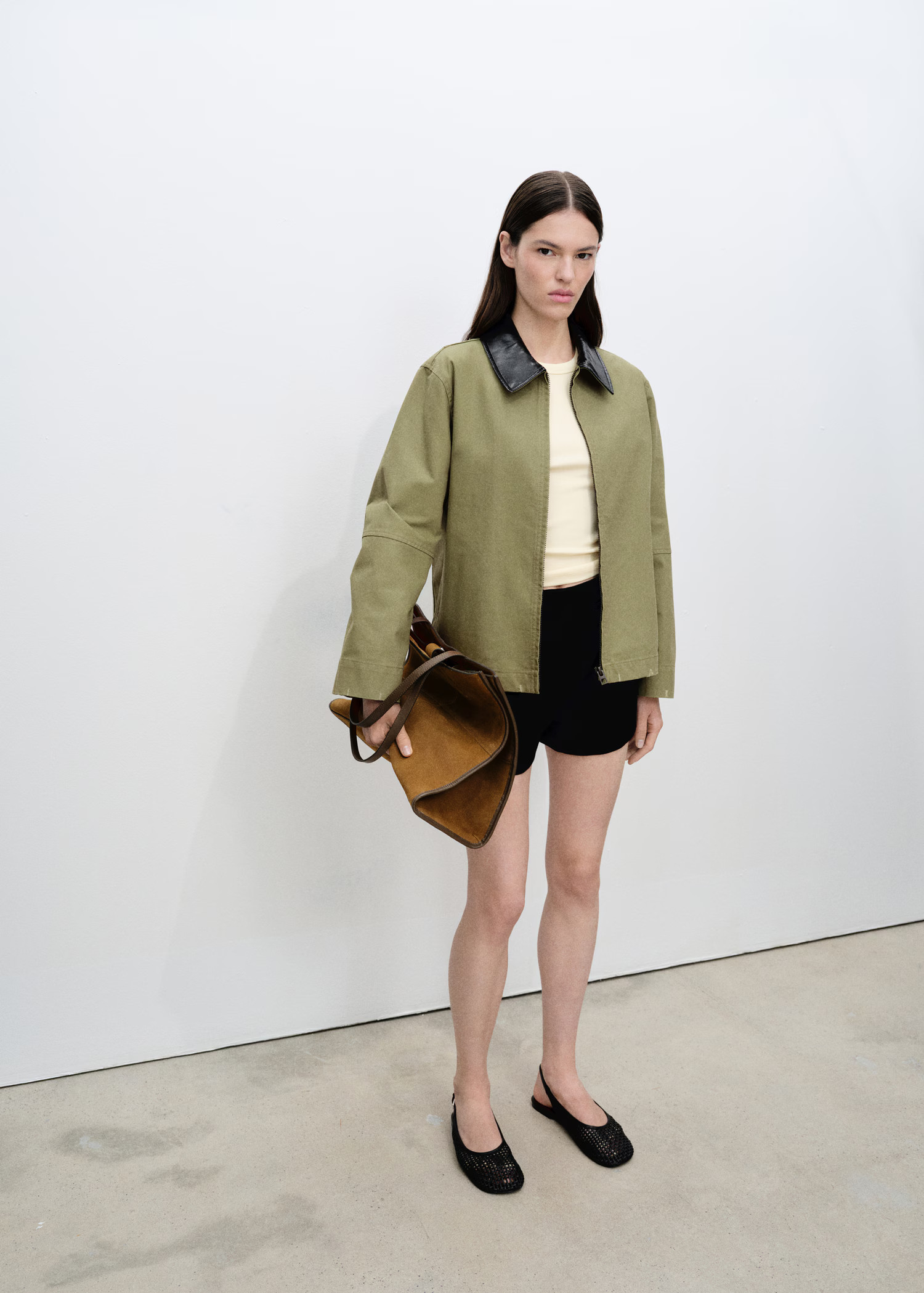 Cotton jacket with contrasting collar - Women | MNG Australia | Mango (US/MX/AU)