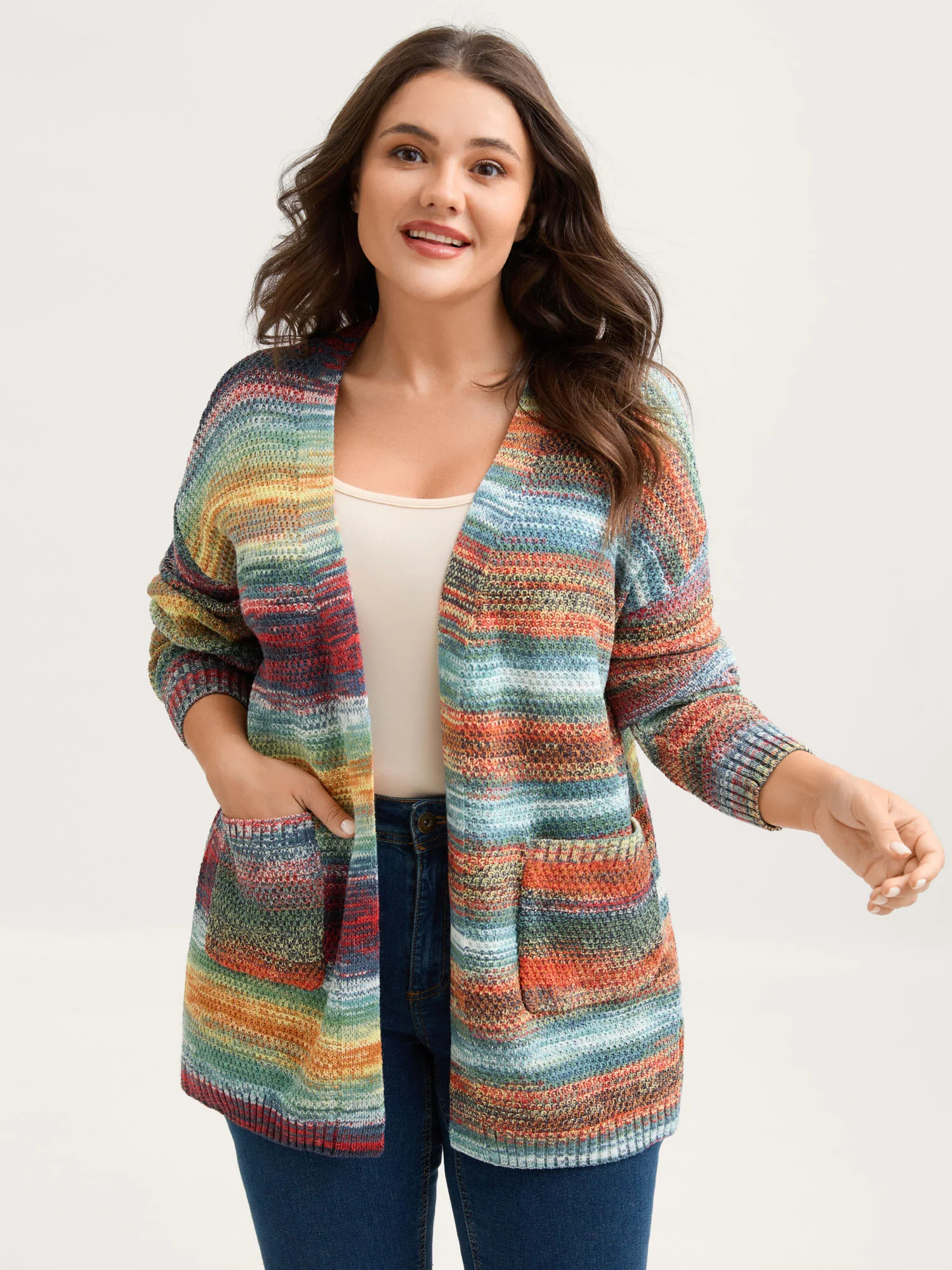 Gradual Color Change Textured Knit Cardigan | Bloomchic