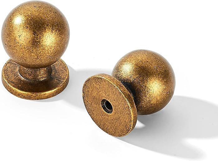 khtumeware 10 Pack 1 Inch (25mm) Diameter Round Solid Vintage Antique Brass Finish Kitchen Cabine... | Amazon (US)