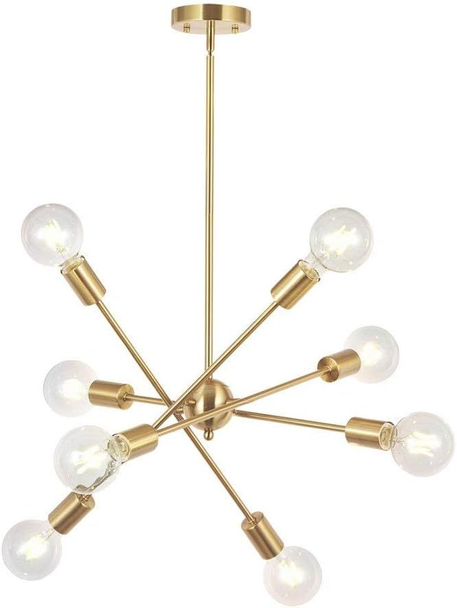 8 Lights Modern Sputnik Chandelier Lighting with Adjustable Arms Mid Century Pendant Light Vintag... | Amazon (US)