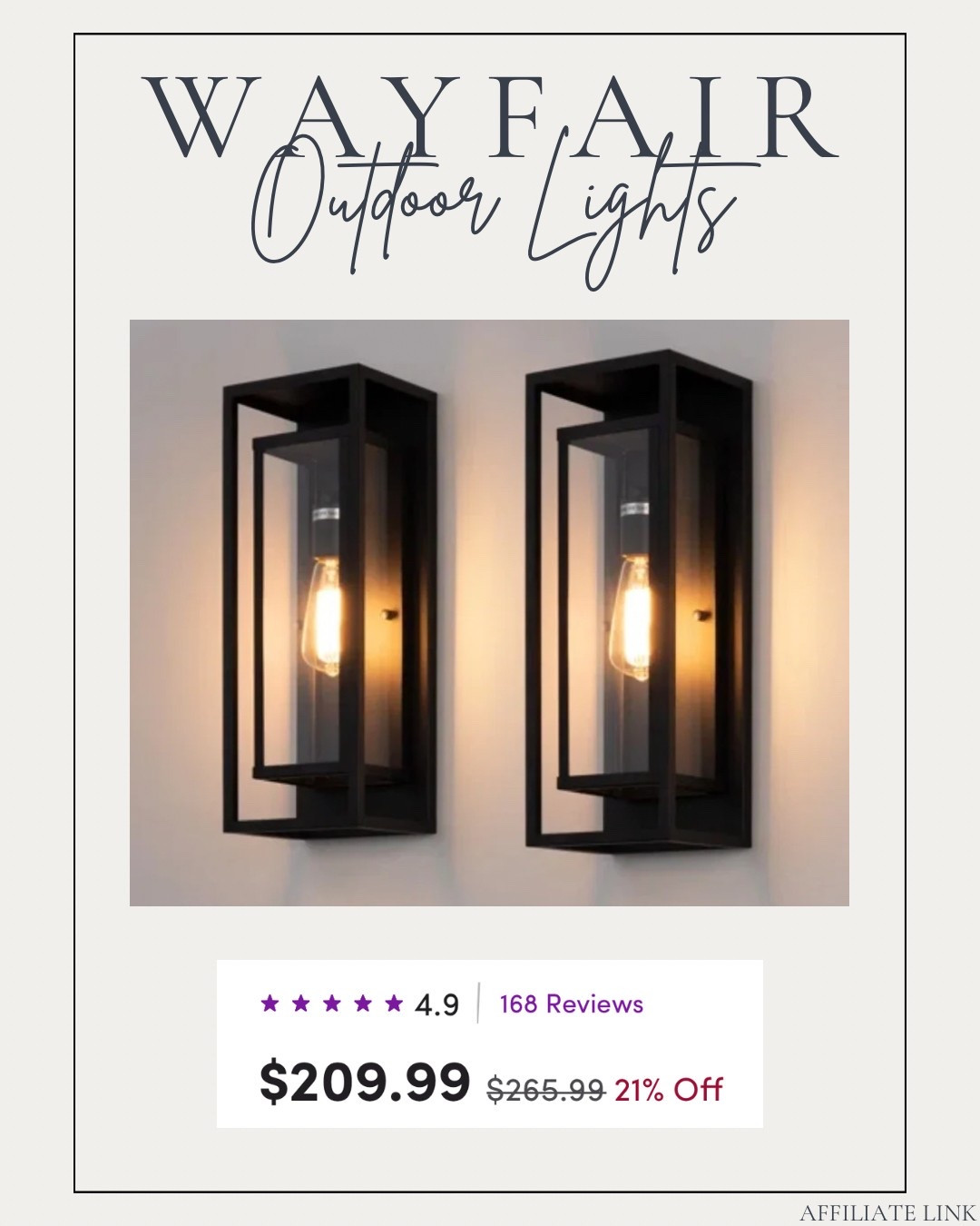 Price is for a set of two. Classic design makes it easy to incorporate in various design styles. 

#ltkhome #ltkxwayday #outdoordecor #outdoorlighting 

#LTKsale #LTKcanada #LTKcasa