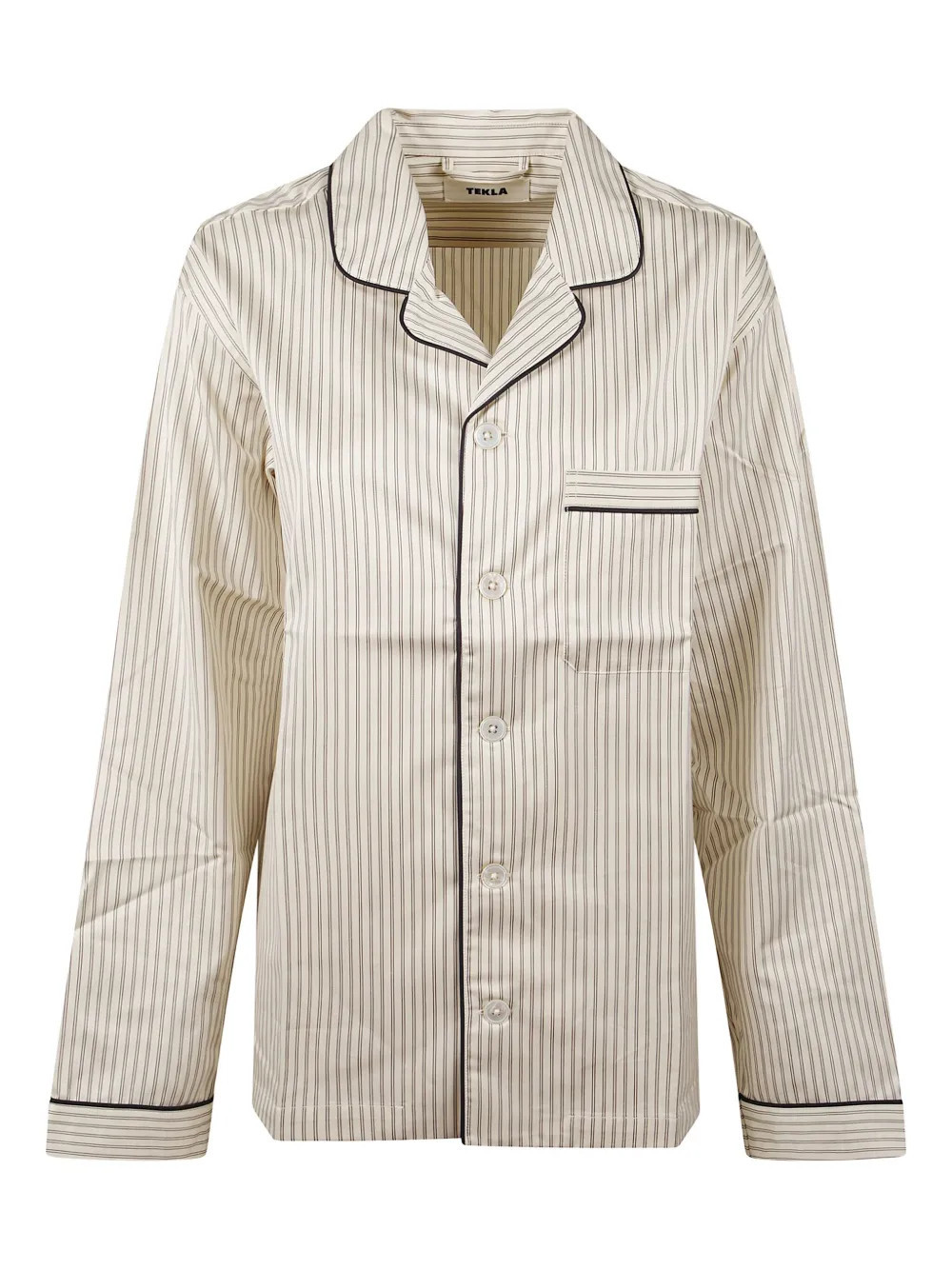 TEKLA striped chest-pocket pajama shirt - Neutrals | Farfetch Global