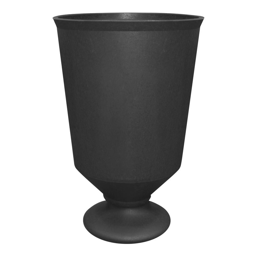 23 in. Slate Rubber Vibrato Self-Watering Urn | The Home Depot