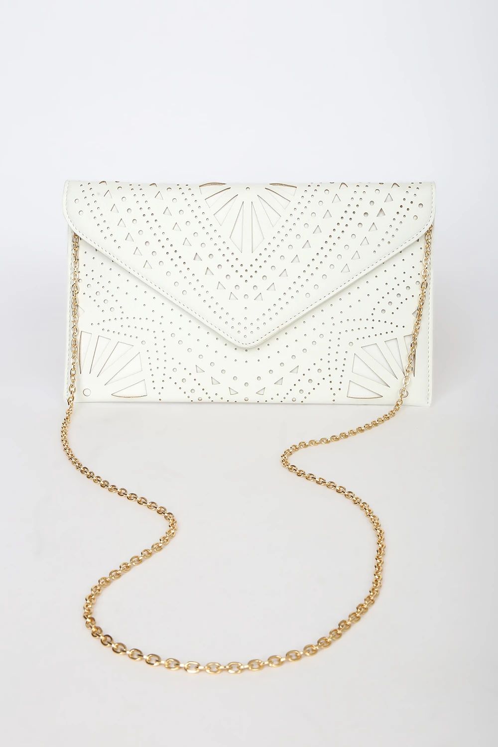 Chic Update White Laser Cut Envelope Clutch | Lulus (US)