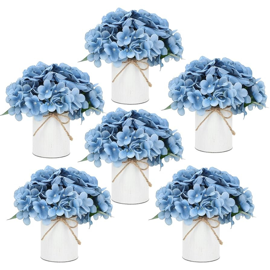 Flower Table Centerpieces - Set of 6 Floral Arrangement Artificial Wedding Hydrangeas Floral Arra... | Amazon (US)