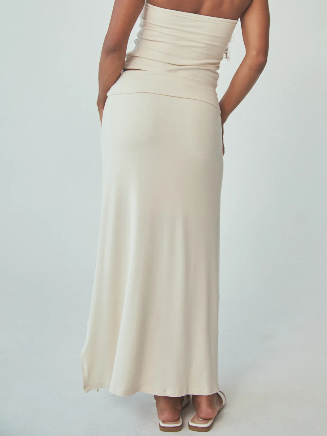 Ribbed Fold Over Maxi Skirt | Klassy