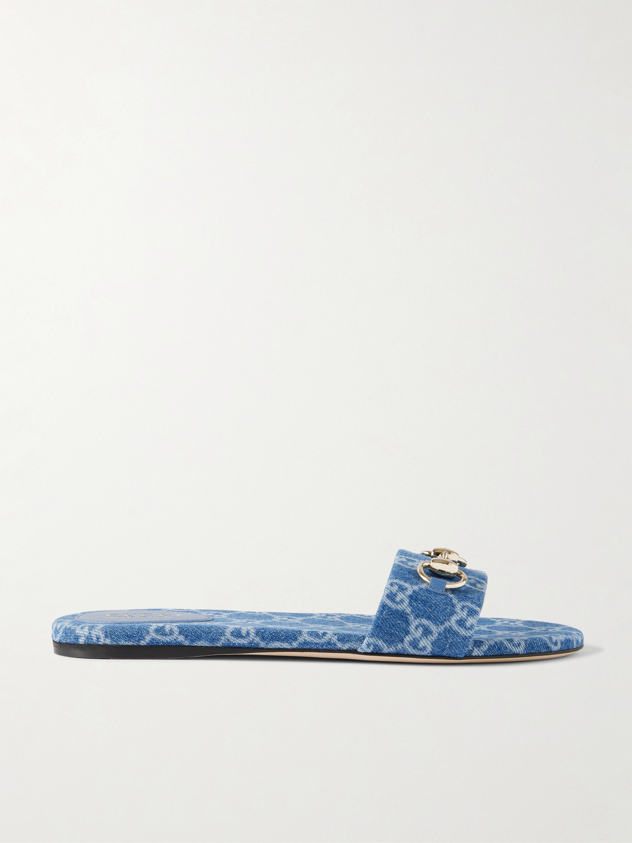 Gucci - Horsebit-embellished Printed Denim Slides - Blue | NET-A-PORTER (US)