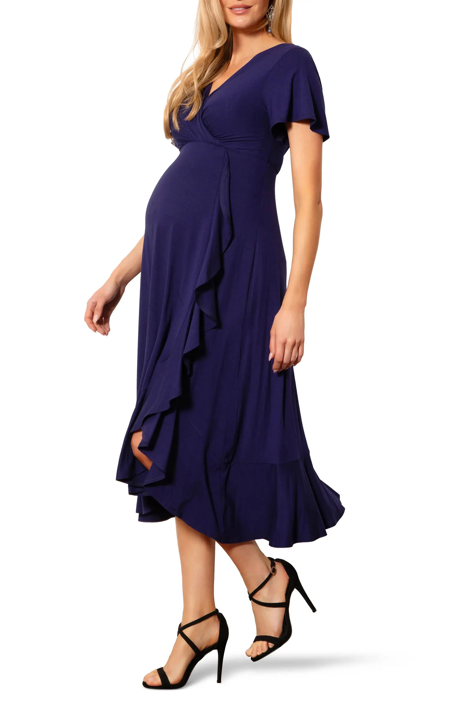 Tiffany Rose Waterfall Faux Wrap Maternity/Nursing Midi Dress | Nordstrom | Nordstrom