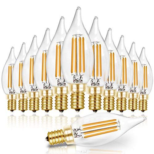 Dimmable E12 Candelabra LED Bulbs 60 Watt Incandescent Equivalent, 2700K Warm White, Clear Filament  | Amazon (US)