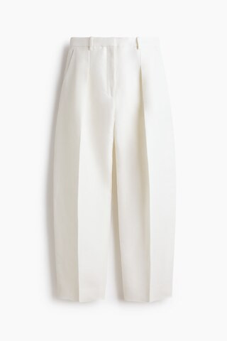 H & M - Linen-Blend Barrel Pants - White | H&M (US + CA)