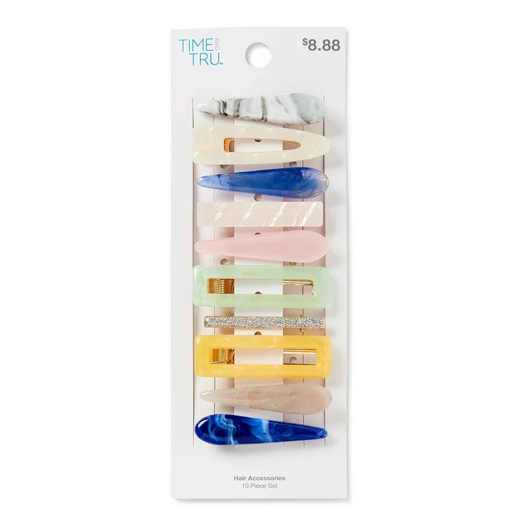 Time and Tru Women's Multi Hair Clip Set, 10 Pack, Multi-Color | Walmart (US)