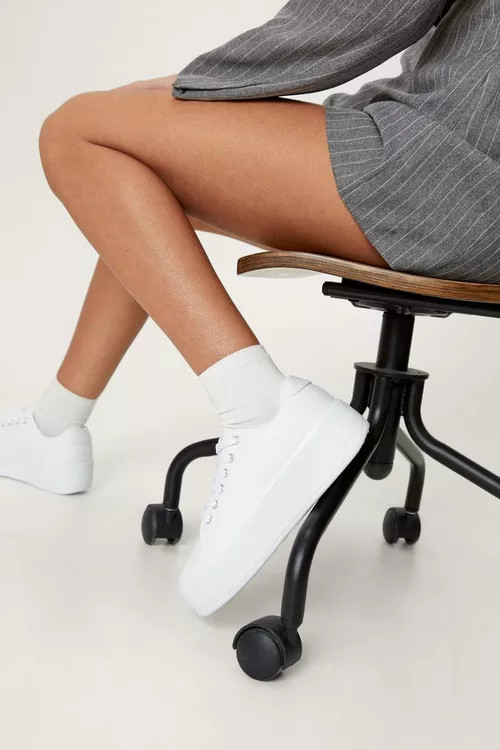 Platform Round Toe Lace Up Sneakers | Nasty Gal (US)