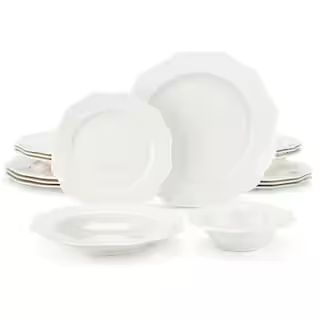 MALACASA Lotus 16 Piece White Bone China Dinnerware Set (Service for 4) | The Home Depot