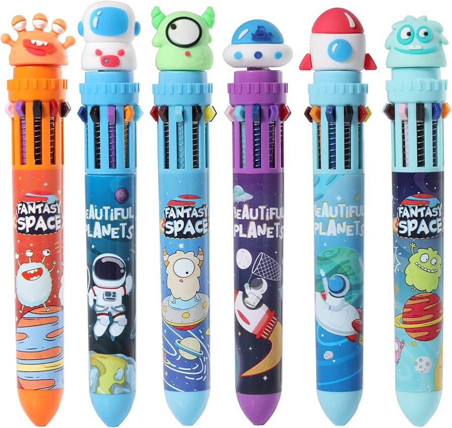 Multicolor Ballpoint Pen 0.7 mm, 10-in-1 Colored Pens Fine Point Retractable Cartoon Space Ballpo... | Amazon (US)