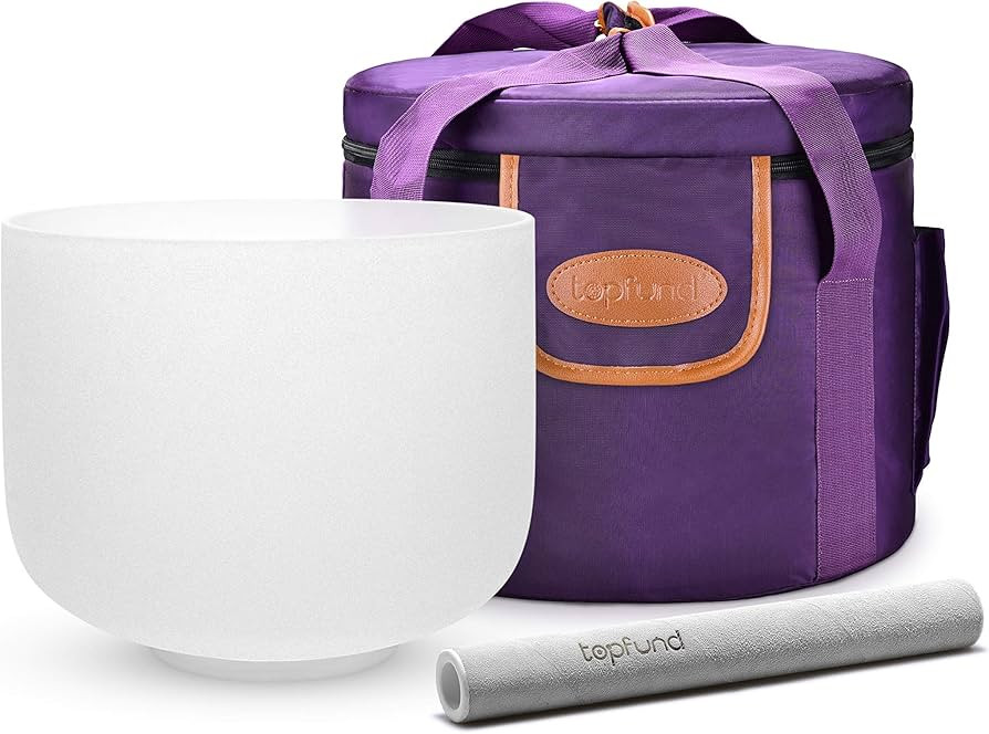 TOPFUND F Note Crystal Singing Bowl Heart Chakra 8 inch with Heavy Duty Carrying Case and Suede M... | Amazon (US)