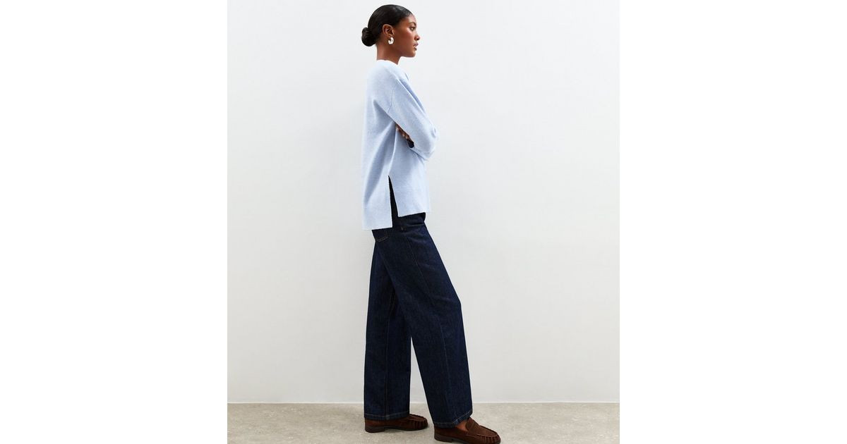 Light Blue Knitted Side Split Jumper | New Look | New Look (UK)