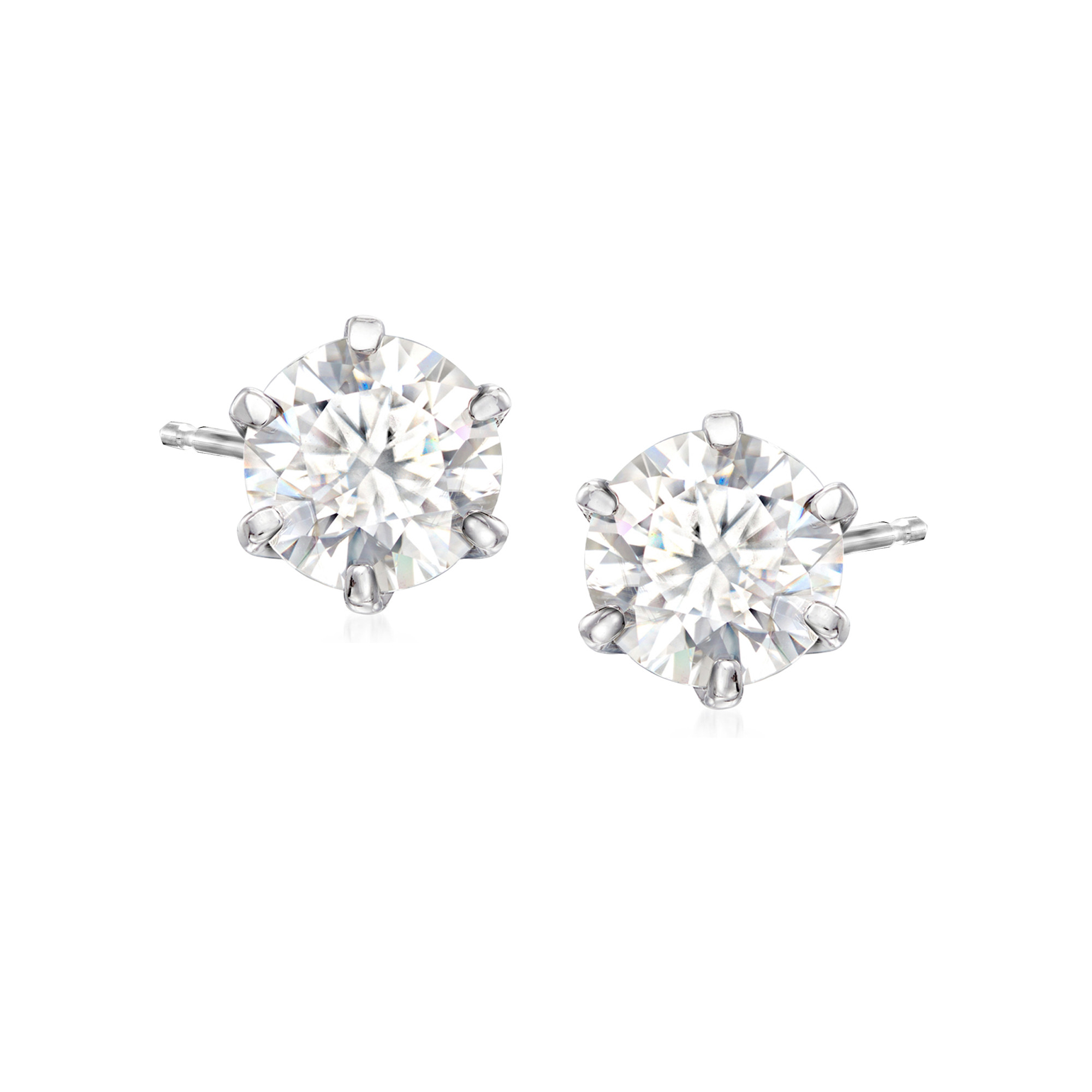 2.00 ct. t.w. Moissanite Stud Earrings in Sterling Silver | Ross-Simons