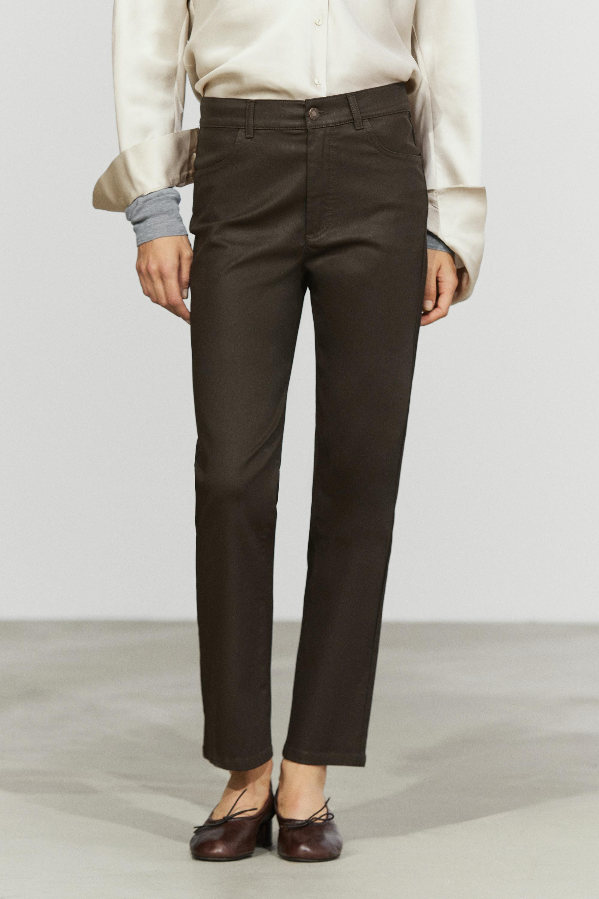 Waxed straight-leg pants | Massimo Dutti US