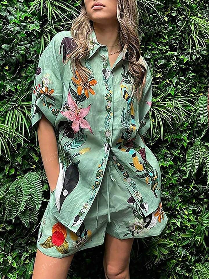 Women's Casual Suit Bohemian Print Two Pieces Suit | SHEIN