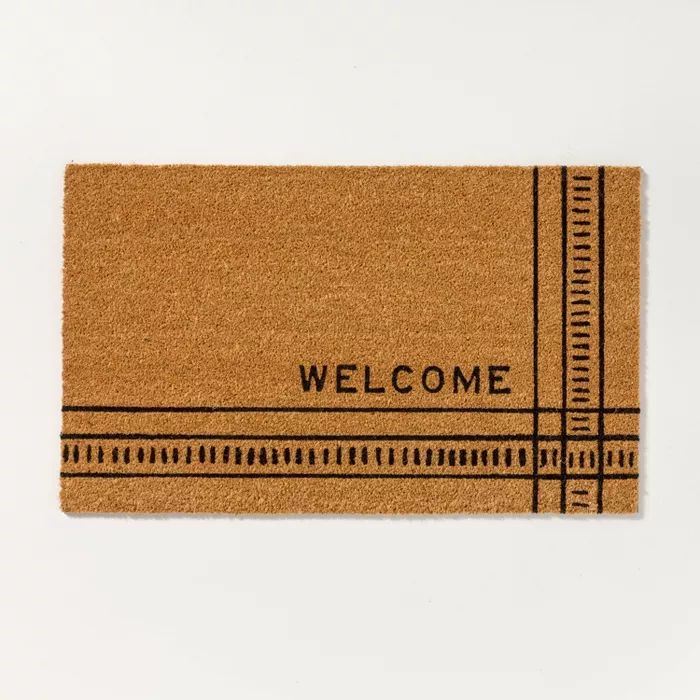 Outdoor Dash & Stripe Welcome Coir Doormat - Hearth & Hand™ with Magnolia | Target
