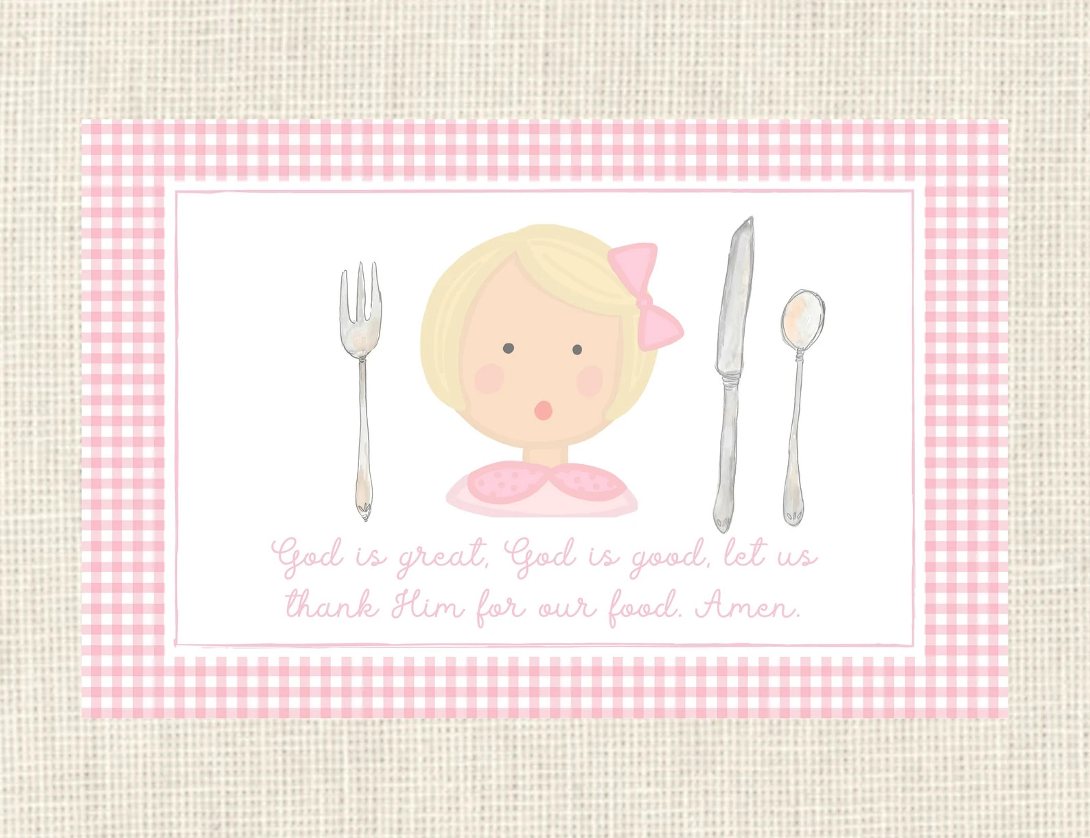 Prayer Portrait Placemat Watercolor Heirloom/ Faces / God Is Great / Boy and Girl options | Etsy (US)