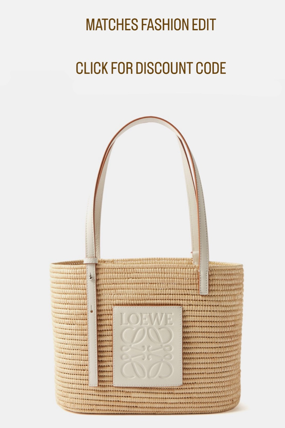 Beige Anagram-logo leather-trim woven basket bag