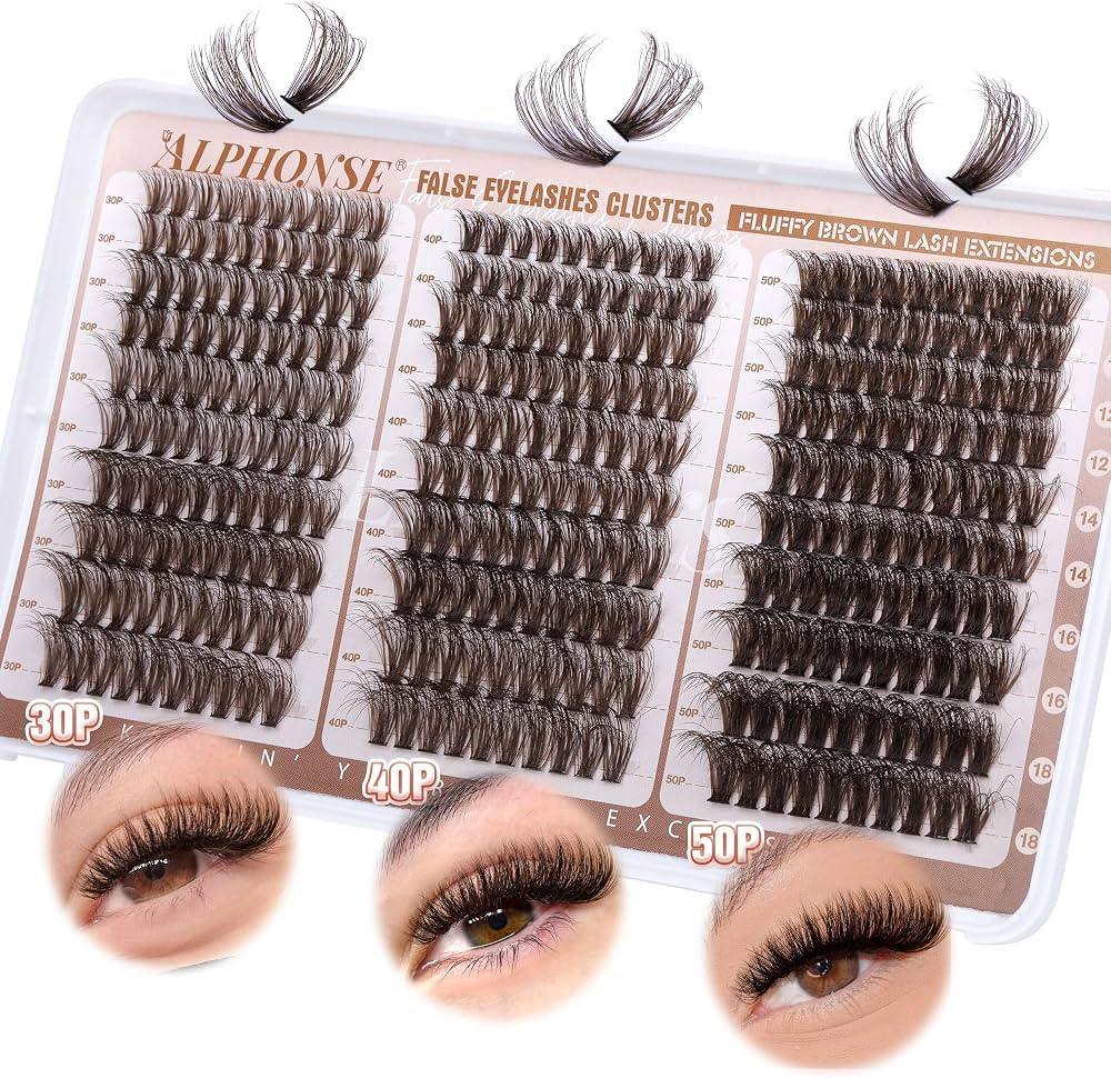 Brown Lash Clusters 30D+40D+50D Fluffy Lash Extensions 300pcs Brown Eyelash Clusters D Curl Lashe... | Amazon (US)