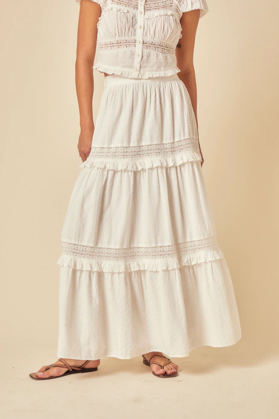 White Tiered Lace Detail Skirt | Nobody's Child