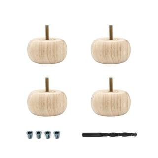 1-7/8 in. x 3-5/8 in. Unfinished Solid Hardwood Round Bun Foot (4-Pack) | The Home Depot