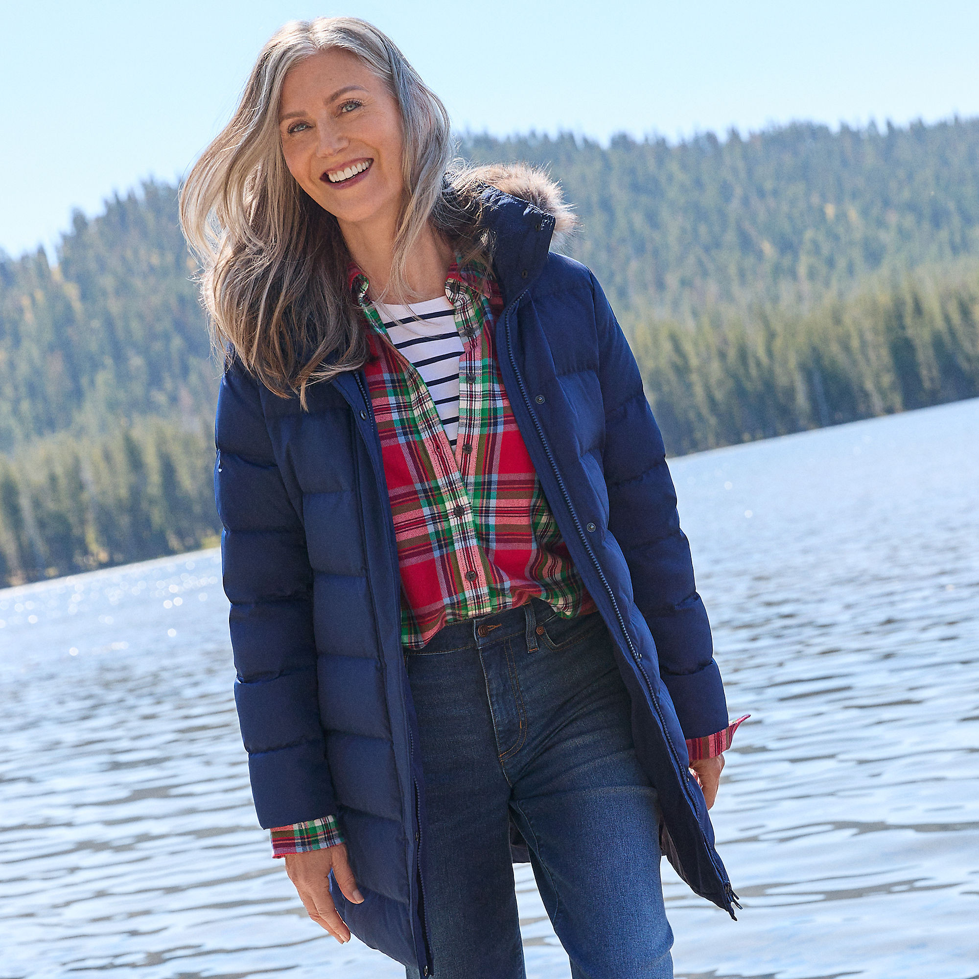 Women's Wide Channel 600 Down Puffer Coat | Lands' End (US)