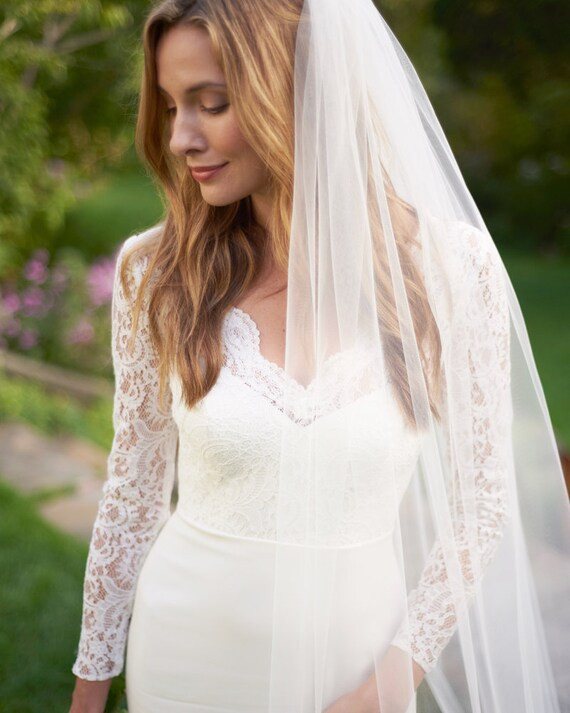 Cathedral Bridal Veil, Cut Edge Cathedral Veil, Simple Chapel Wedding Veil, Veil for Bride, Weddi... | Etsy (US)